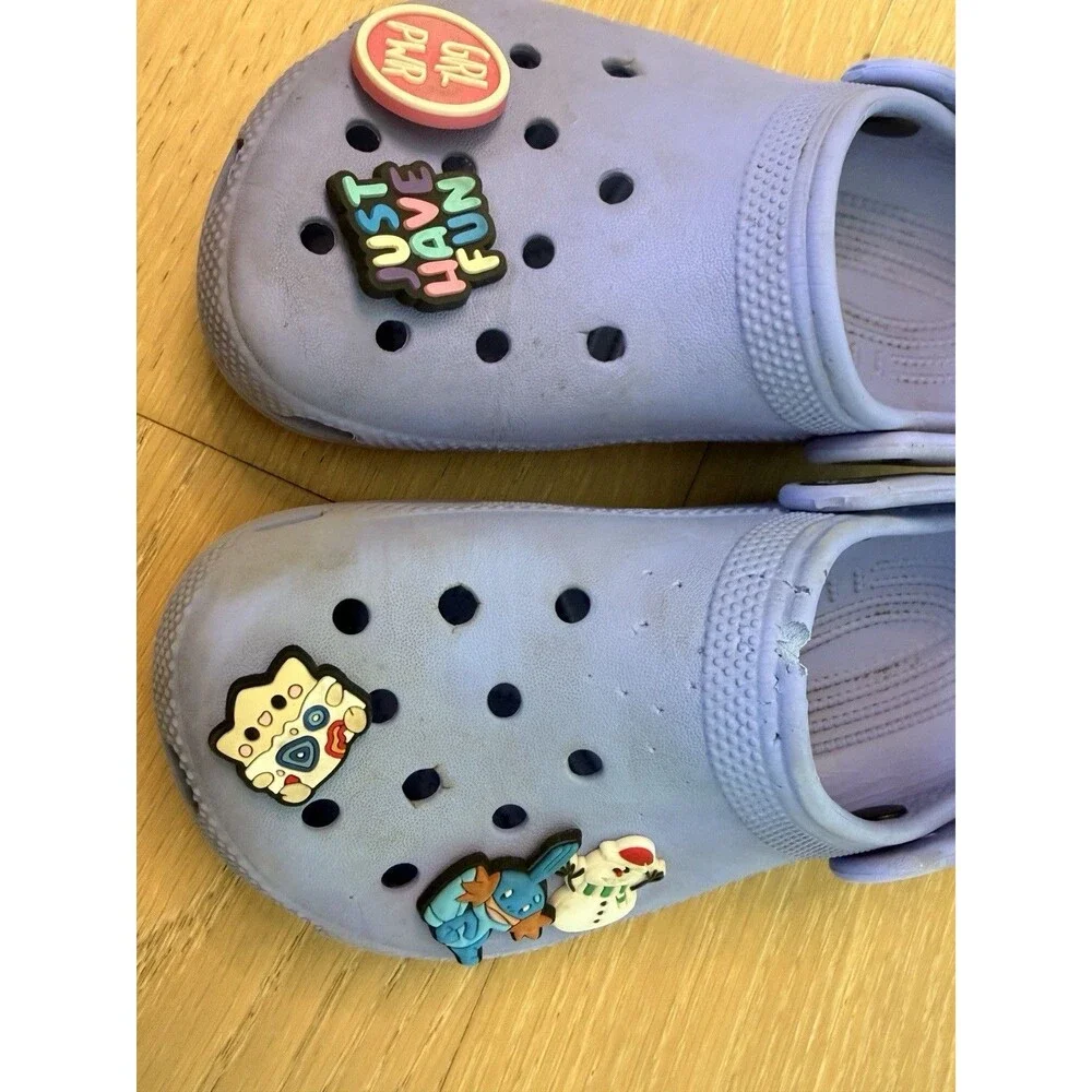 Crocs Girls Child Clog Sandals w/ Jibbitz Kids Size 1 Youth Light Purple